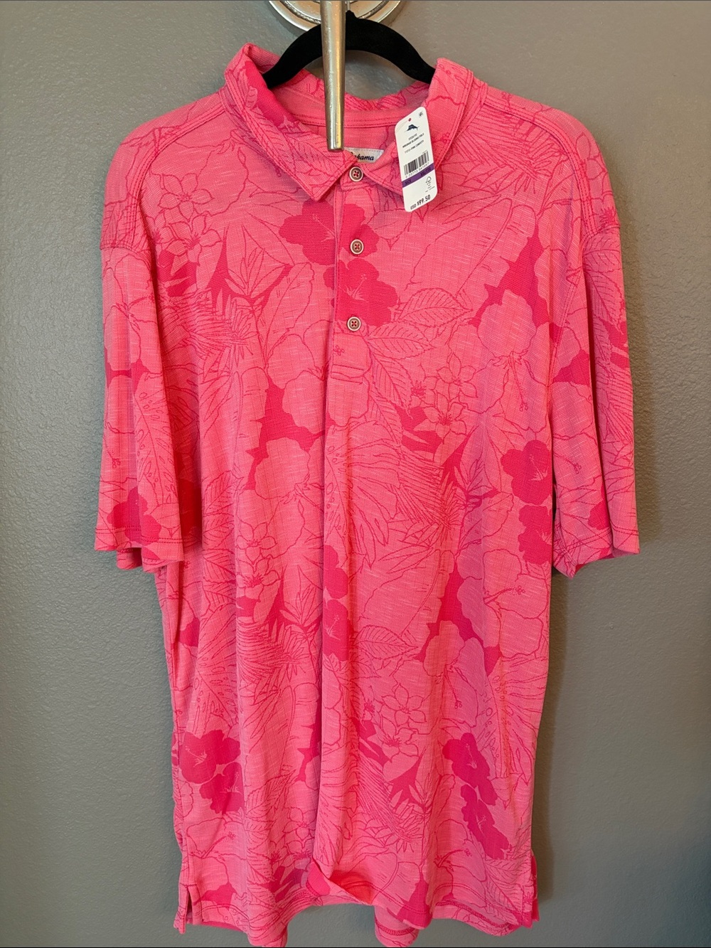 Tommy Bahama Bright Pink Floral Polo